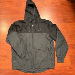 Nike Men's Gray and Black Hooded Windbreaker - XL